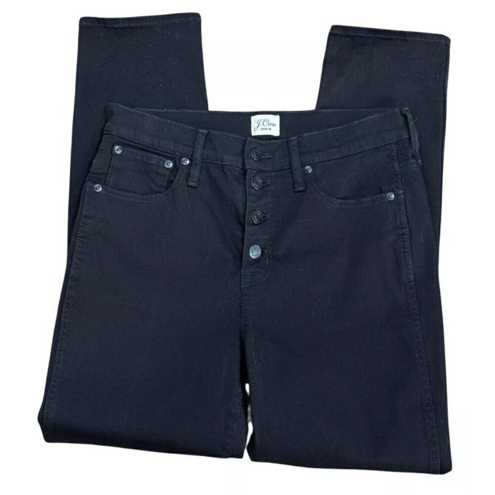 J. Crew Denim Women's 29 Vintage Straight‎ Jeans Black Button Fly EUC Inseam 28"
